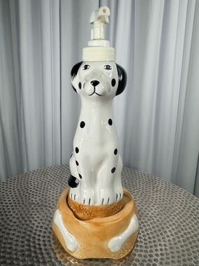 Vintage Allure '90s Sound Pump Dalmatian Ceramic Soap or Lotion Dispenser